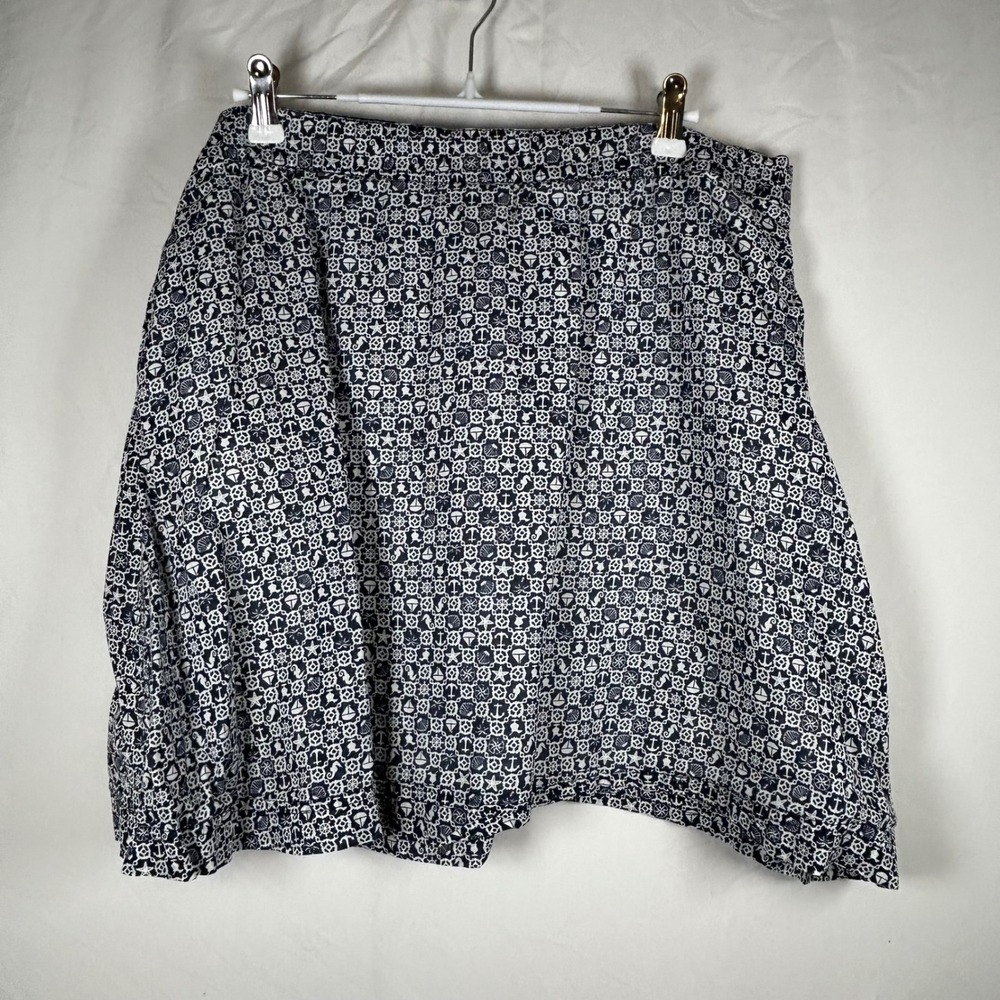 Columbia PFG Skirt Womens Medium Navy White Nautical Anchor Print Cotton Pockets